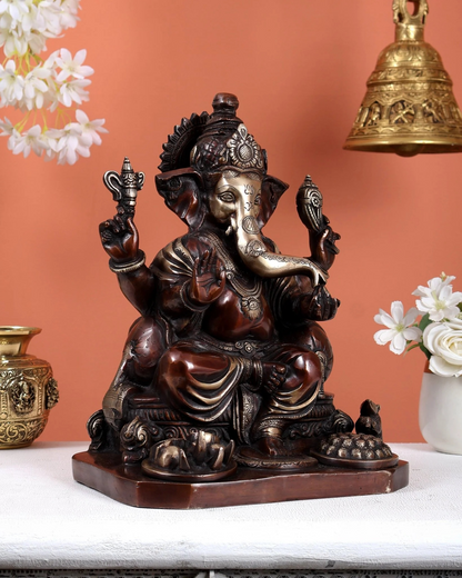 Brassaura® Brass Lord Ganesha Statue | Height 13 Inches