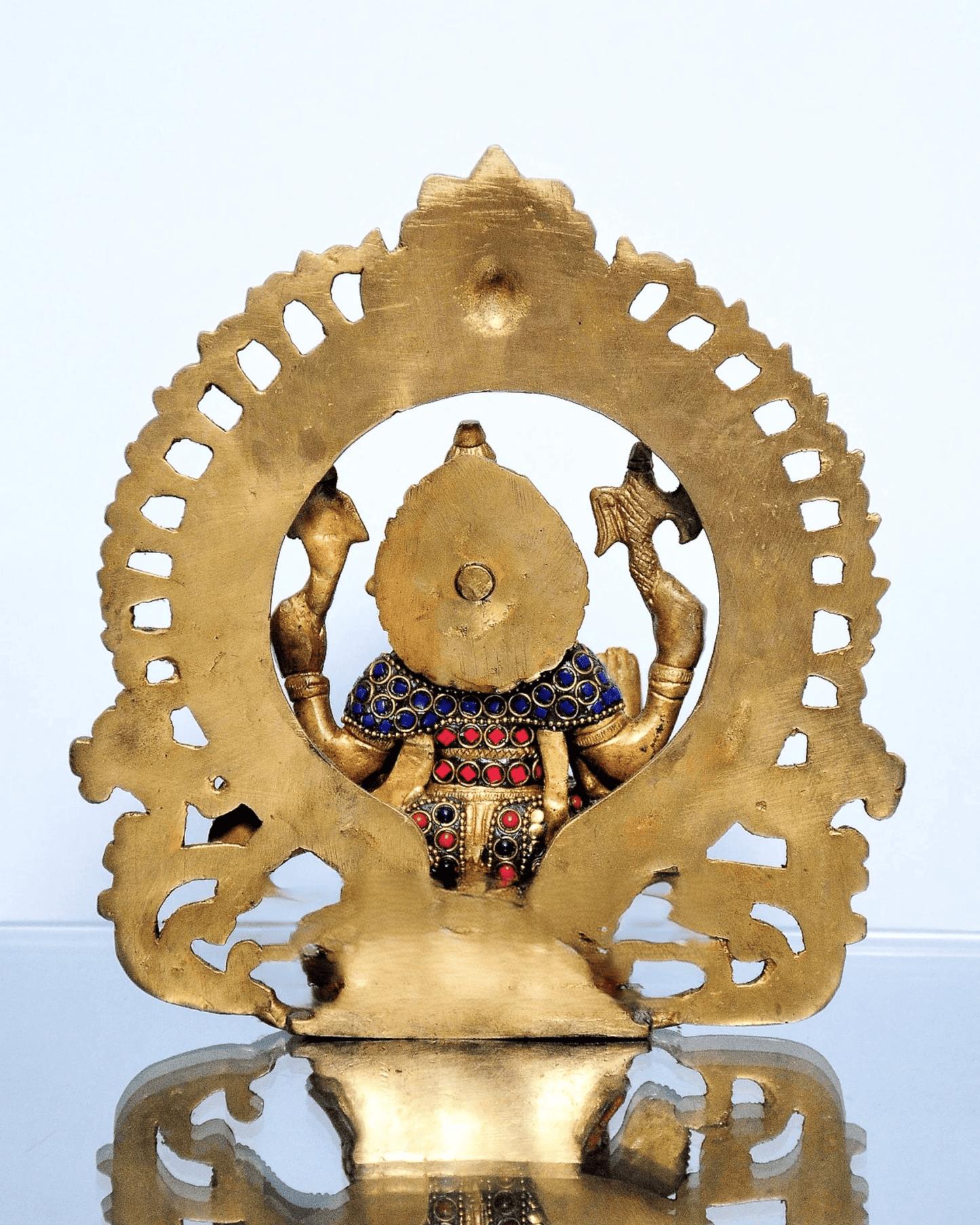 Brassaura® Brass Ganesha Idol with Meenakari Stonework | Height 9.5 Inches