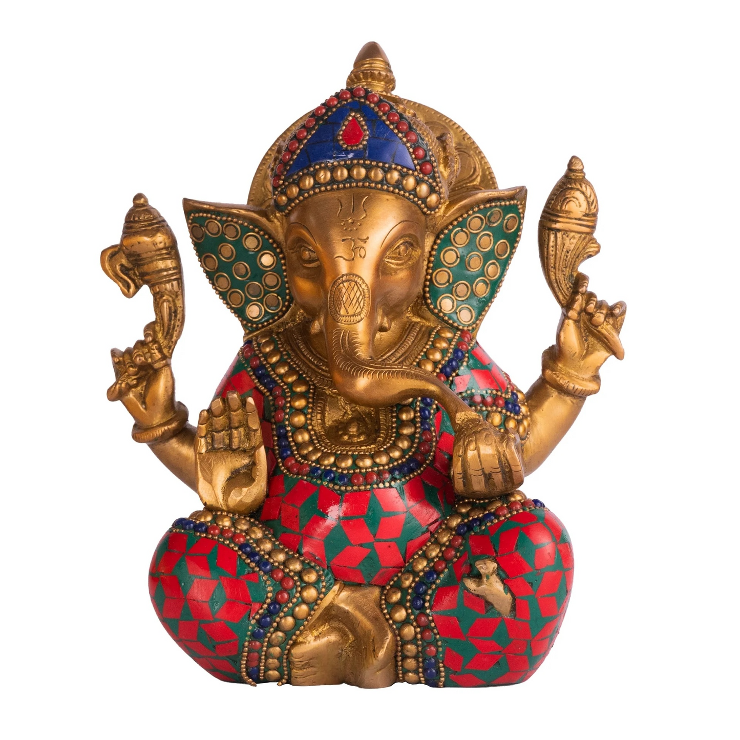 Brassaura® Brass Ganesha Statue for Home Temple Decor | Height 8 Inches