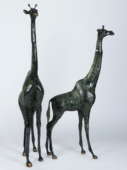 Brassaura® सजावटी पीतल जिराफ़ जोड़ी | शुद्ध पीतल | ऊंचाई 46.5 इंच और वज़न 28.75 किलोग्राम
