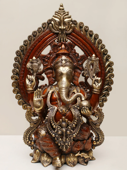 Brassaura™ Majestic Arch Ganesha in Brass | Height 25 Inches & Weight 27.75 kgs