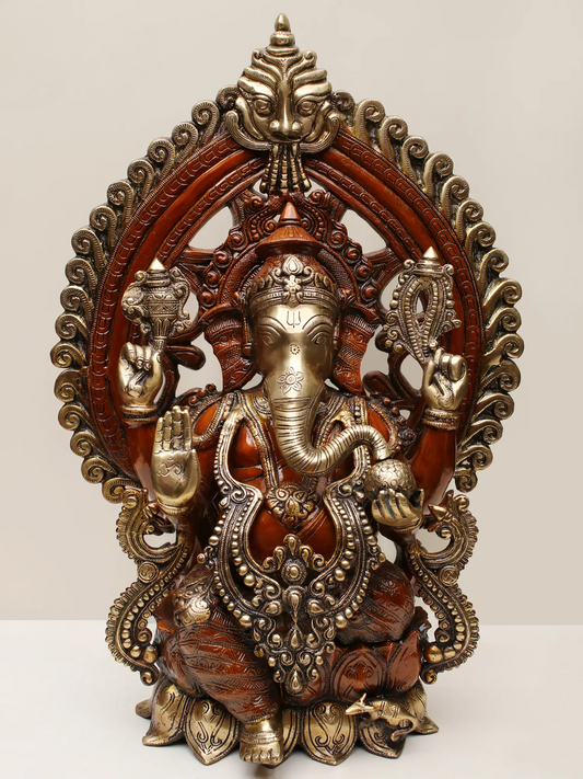 Brassaura™ Majestic Arch Ganesha in Brass | Height 25 Inches & Weight 27.75 kgs