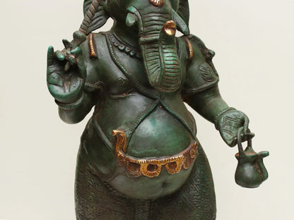Brassaura® Lord Ganesha with Parasol and Kamandalu | Pure Brass | Height 28 Inches & Weight 16 kgs