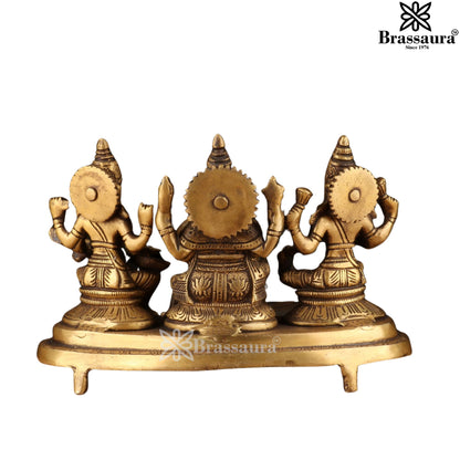 Brassaura™ Traditional Brass Laxmi Ganesha Saraswati Murti – Height 7 Inches & Weight 3.3 Kgs