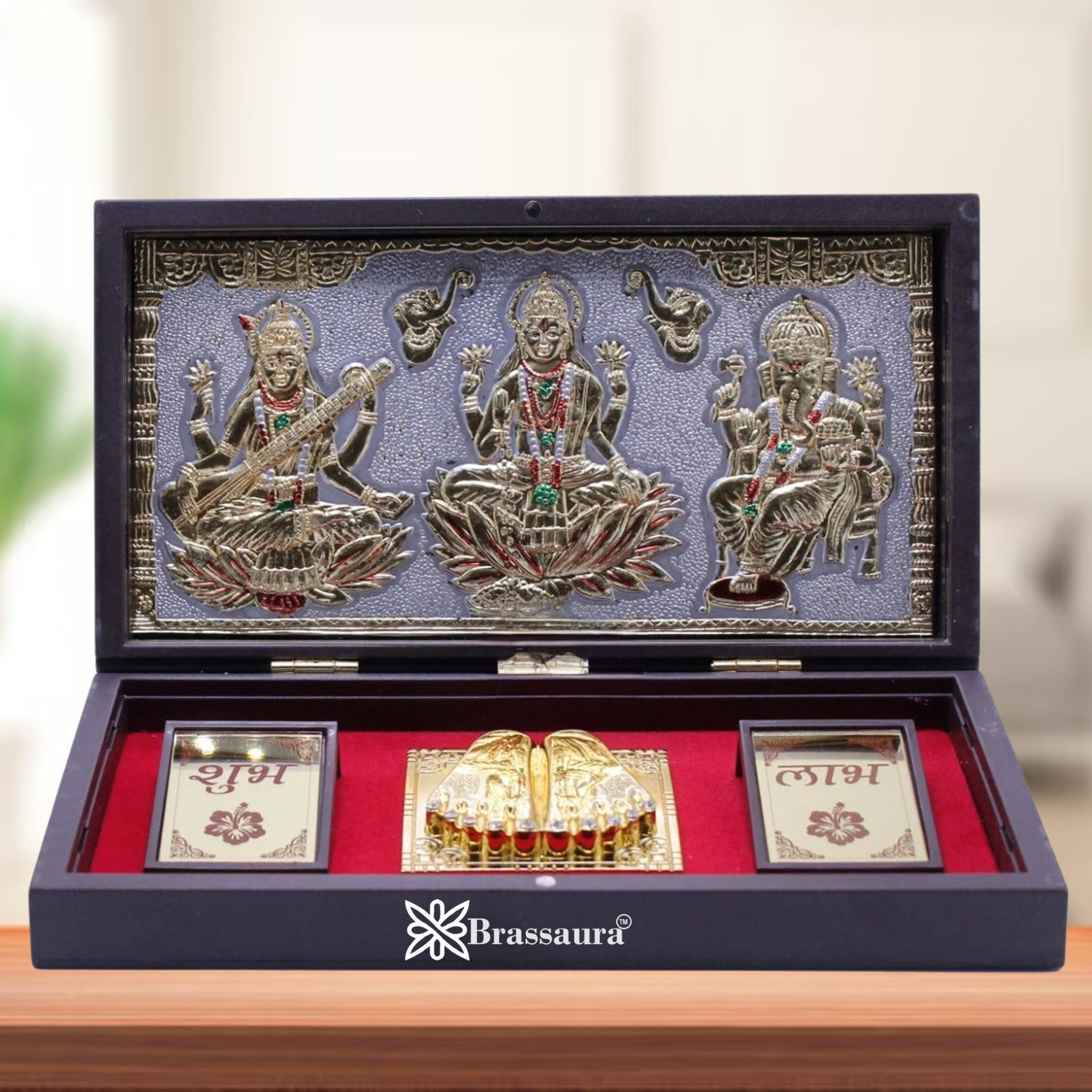 Brass Classic Lakshmi Ganesh Saraswati Weight 0.4 Kg & Height 1.5 Inch