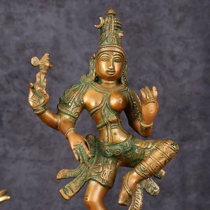 Brassaura™ Handcrafted Brass Ardhanarishvara Statue | Height 12 Inches & Weight 3.25 Kgs