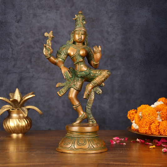 Brassaura® Handcrafted Brass Ardhanarishvara Statue | Height 12 Inches