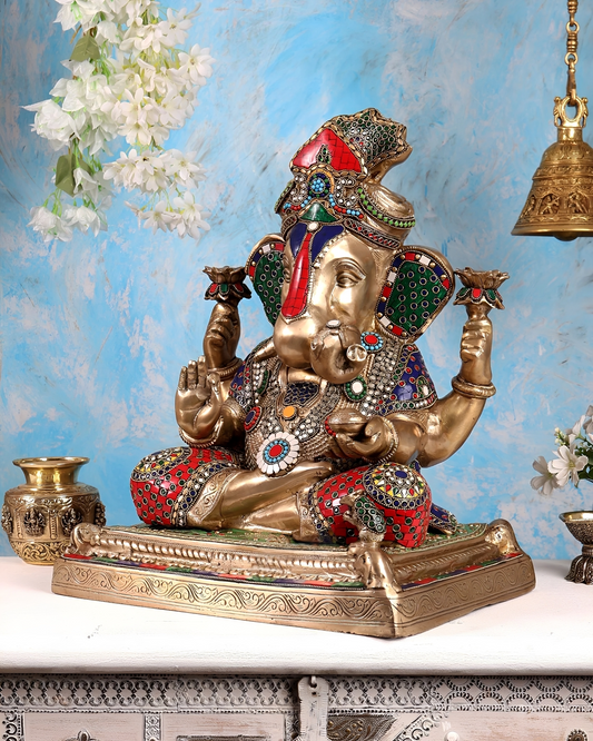 Brassaura® Brass Puna Ganesh Shreemant Dagduseth Halwai Ganapati Statue | Height 19 Inches