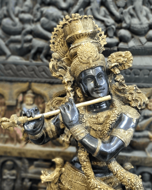 Brassaura™ Large Lord Krishna Brass Statue | Handcrafted Masterpiece | Height 46 Inches & Weight 66 Kgs