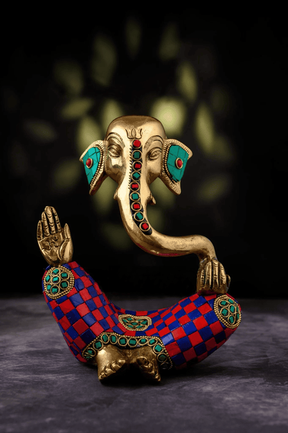 Brassaura® Brass Lord Ganesha Idol for Home & Office Décor | Height 8.5 Inches
