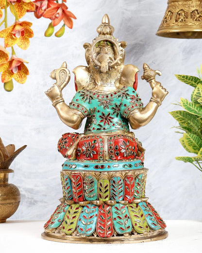 ब्रासोरा® वृंदावन वेणुगोपाल कृष्ण पीतल की प्रतिमा मोर के साथ | एंटीक नीला और सुनहरा रंग | ऊँचाई 20 इंच