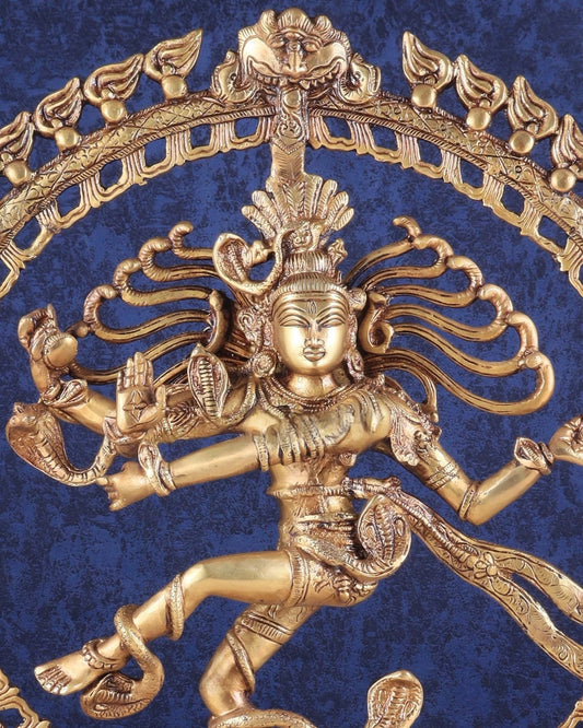 Brassaura® Handcrafted Fine Brass Lord Shiva Nataraja Statue | Cosmic Dance Idol | Height 20.5 Inches