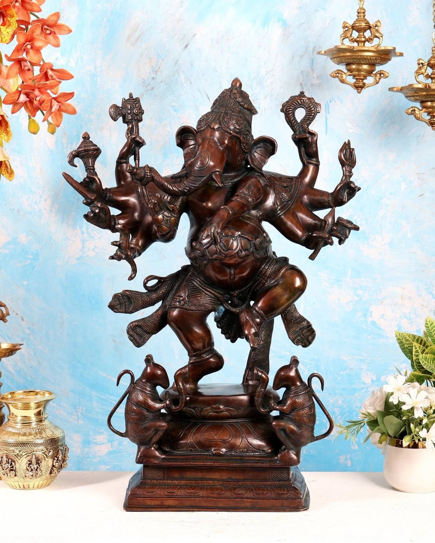Brassaura® Brass Dancing Ganesha Statue | Height 26 Inches
