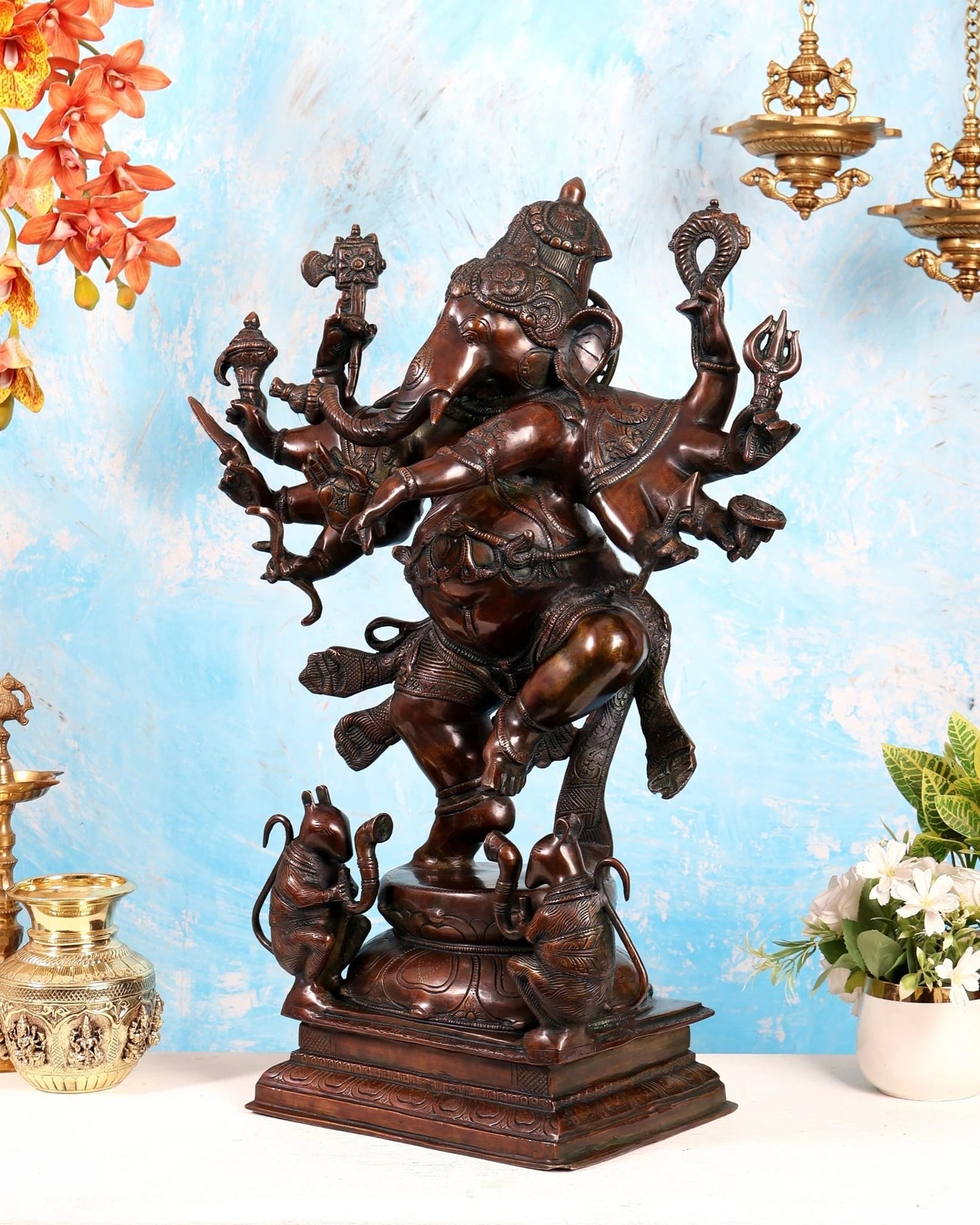 Brassaura® Brass Dancing Ganesha Statue | Height 26 Inches