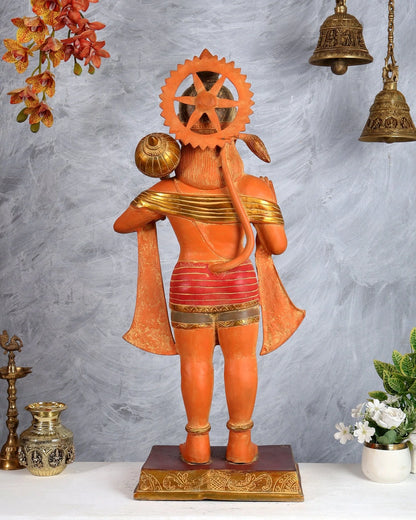 Brassaura® Brass Sankat Mochan Hanuman Ji Standing Statue | Height 35 Inches