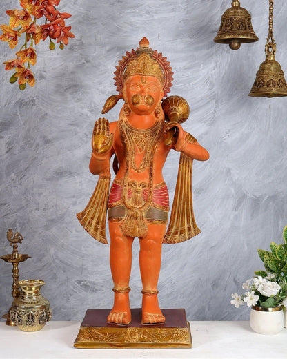 Brassaura® Brass Sankat Mochan Hanuman Ji Standing Statue | Height 35 Inches