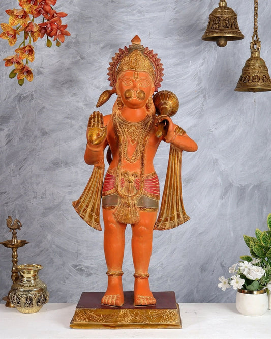 Brassaura® Brass Sankat Mochan Hanuman Ji Standing Statue | Height 35 Inches