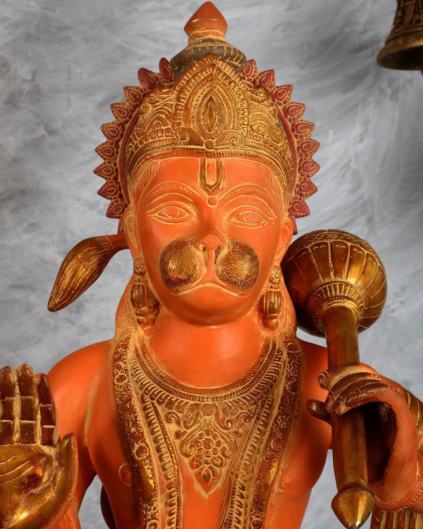 Brassaura® Brass Sankat Mochan Hanuman Ji Standing Statue | Height 35 Inches