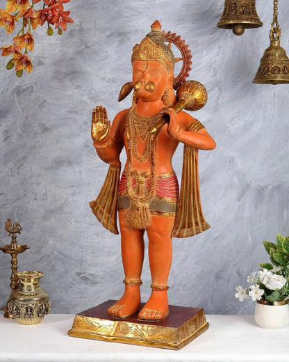 Brassaura® Brass Sankat Mochan Hanuman Ji Standing Statue | Height 35 Inches