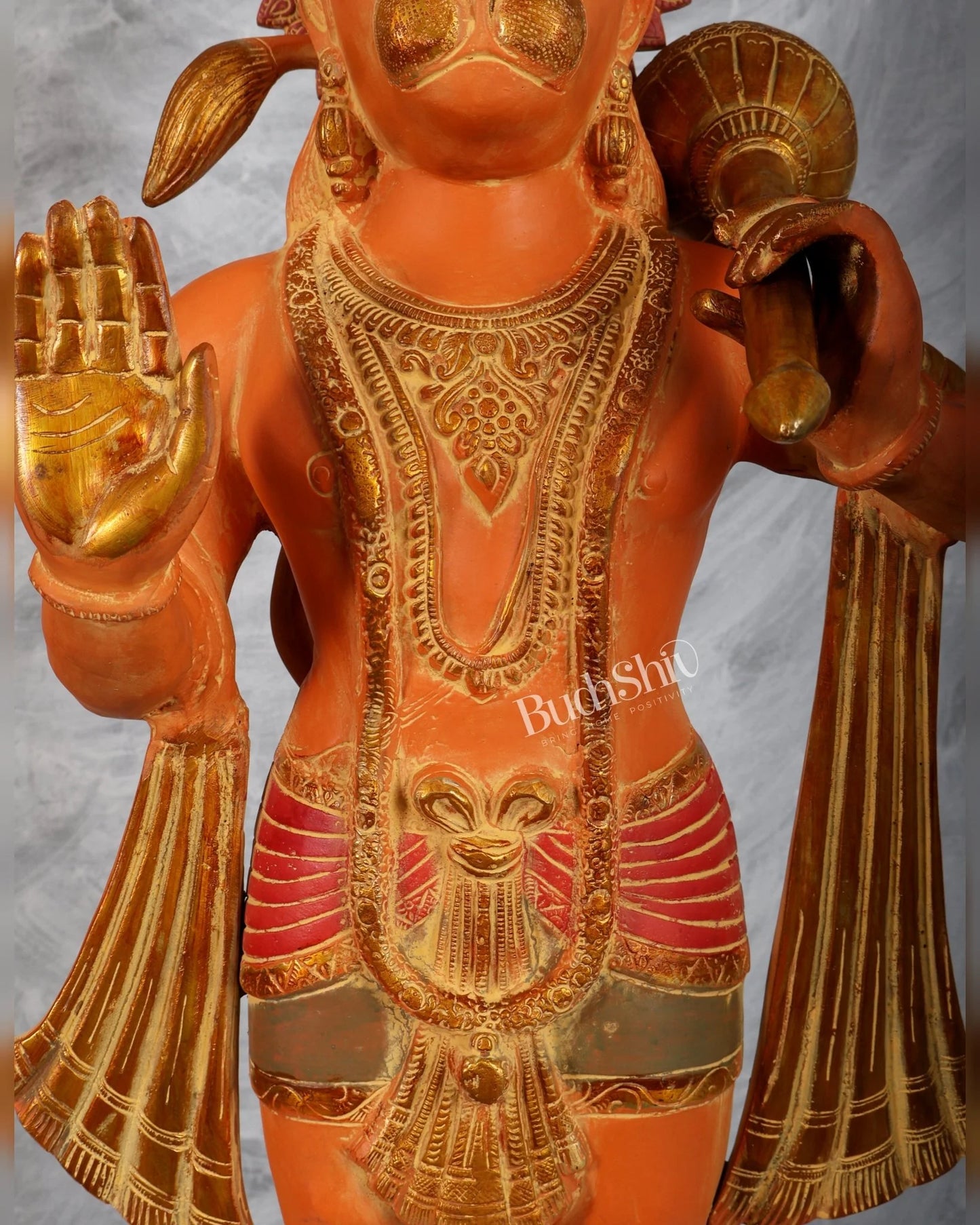 Brassaura® Brass Sankat Mochan Hanuman Ji Standing Statue | Height 35 Inches
