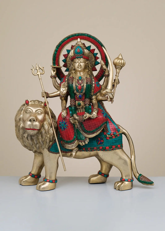 Brassaura® Brass Maa Durga Statue | Height 22.05 Inches & Weight 19.17 kg