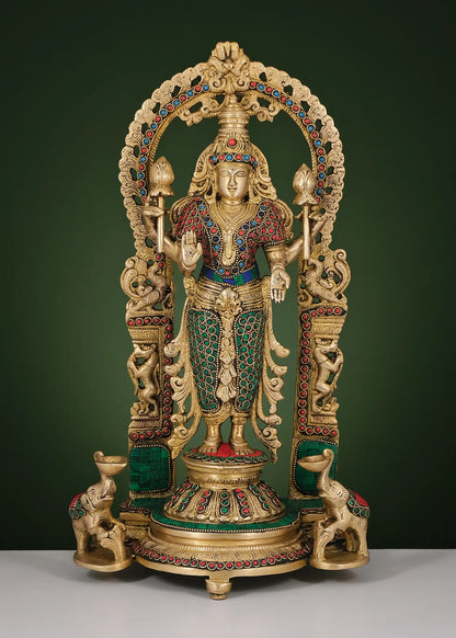 Brassaura® Brass Goddess Lakshmi Statue | Height 16 Inches & Weight 5.88 kg