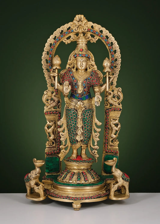 Brassaura® Brass Goddess Lakshmi Statue | Height 16 Inches & Weight 5.88 kg