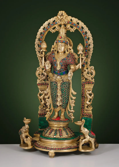 Brassaura® Brass Goddess Lakshmi Statue | Height 16 Inches & Weight 5.88 kg