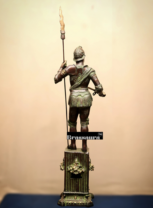 Brassaura® Vintage-Style Brass Roman Warrior Statue – Height 49 Inches & Weight 29 Kgs