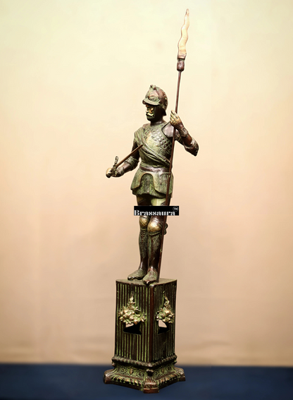 Brassaura™ Vintage-Style Brass Roman Warrior Statue – Height 49 Inches & Weight 29 Kgs