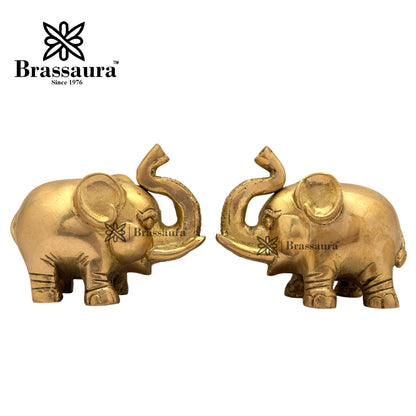 Brass Elephant Idol for Home and Decor Weight 1 Kg Height 9 cm