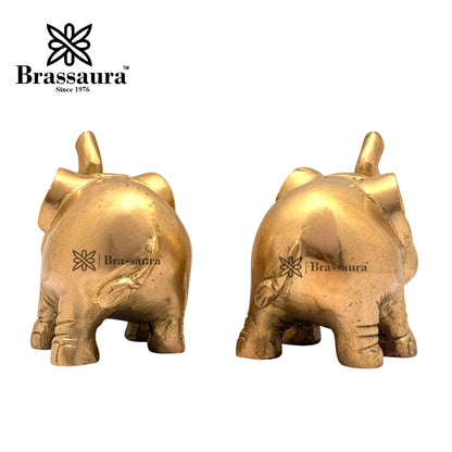 Brass Elephant Idol for Home and Decor Weight 1 Kg Height 9 cm