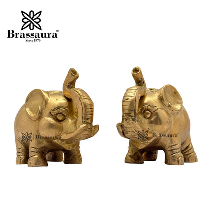 Brass Elephant Idol for Home and Decor Weight 1 Kg Height 9 cm