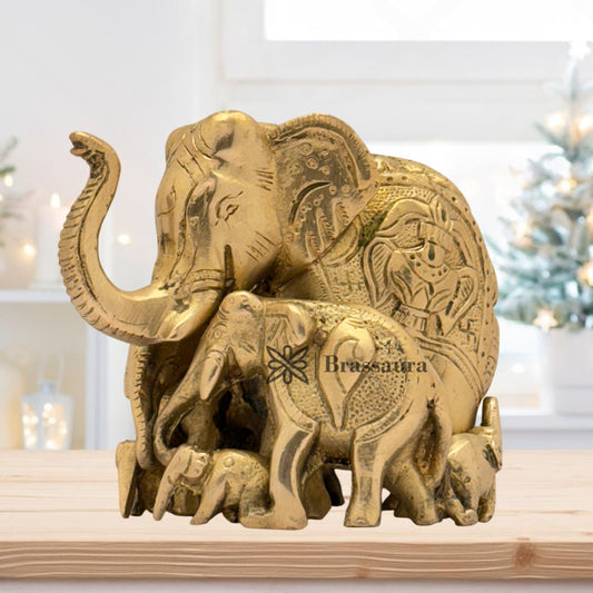 Brass Elephant Idol for Home and Decor Weight 1.4 Kg Height 10 cm