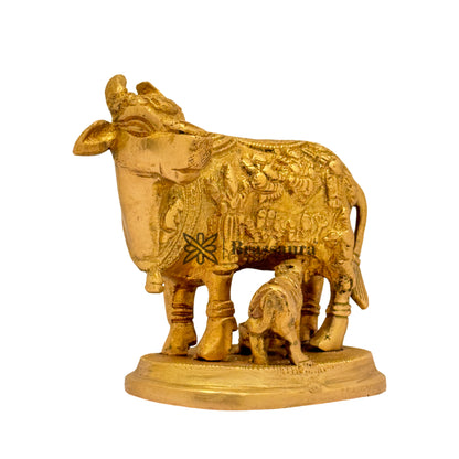 Brass Kaamdhenu Cow Idol for Home and Decor Weight 1 Kg Height 10 cm