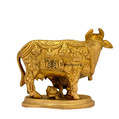 Brass Kaamdhenu Cow Idol for Home and Decor Weight 1 Kg Height 10 cm