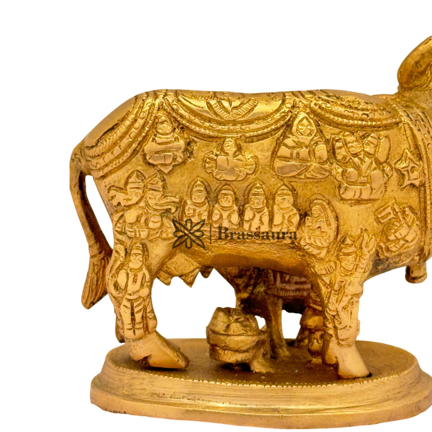 Brass Kaamdhenu Cow Idol for Home and Decor Weight 1 Kg Height 10 cm