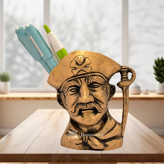 Brass Pirates Pen Holder Idol for Home and Decor Weight .6 Kg Height 10 cm