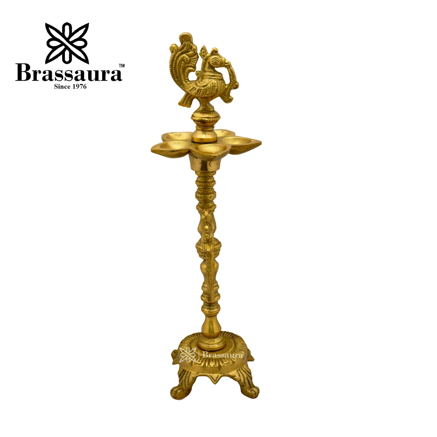 Brass Peacock Diya Statue for Good Luck Diwali Weight 1.2 Kg Height 30 cm