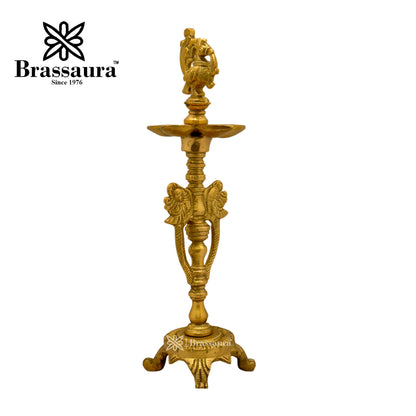 Brass Peacock Diya Statue for Good Luck Diwali Weight 1.2 Kg Height 30 cm