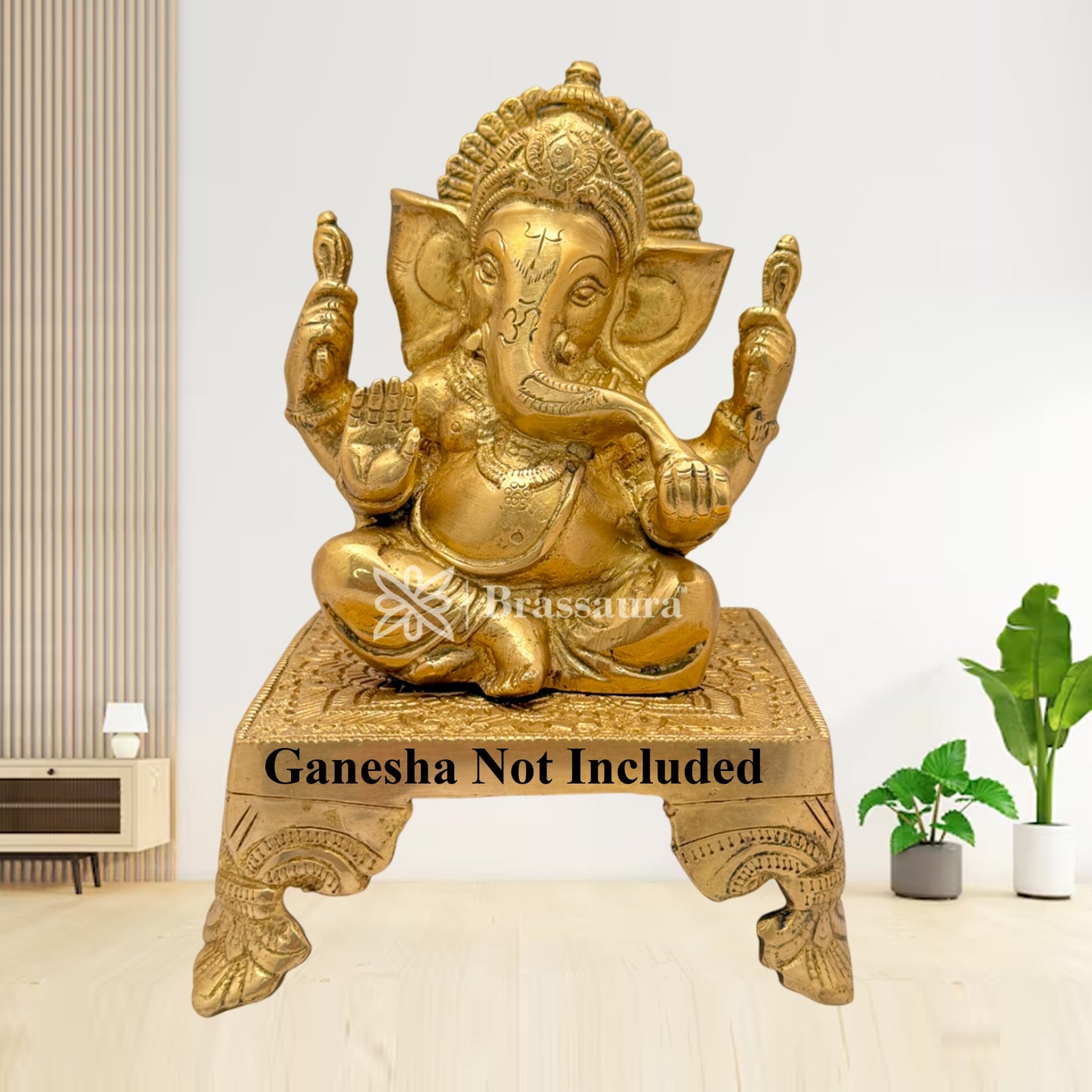 Brass Chowki Idol for Home and Decor Weight 1.1 Kg Height 6 cm