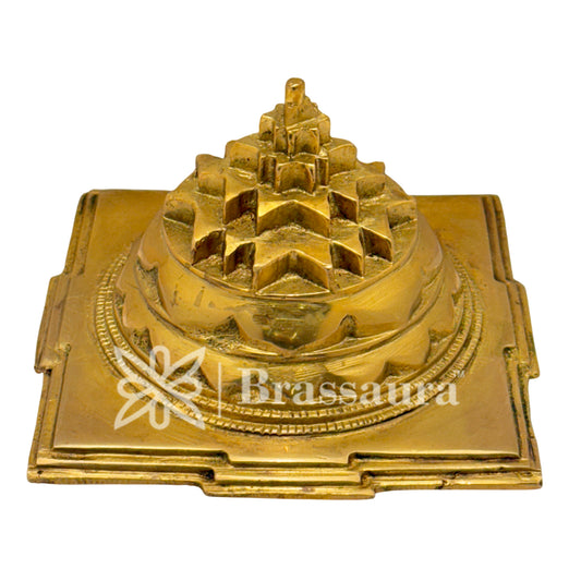 Brassaura™ Brass Shaligram Yantra – Height 3.2 Inches & Weight 1 Kgs | Temple & Pooja Décor