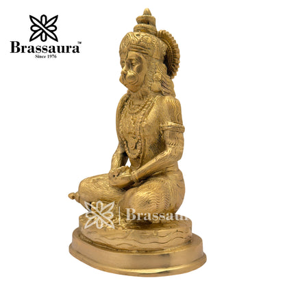 Brass Meditation Hanuman Idol for Home and Decor Weight 1.6 Kg Height 18 cm