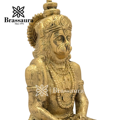 Brass Meditation Hanuman Idol for Home and Decor Weight 1.6 Kg Height 18 cm