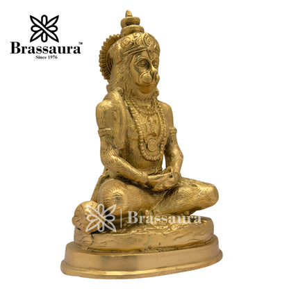 Brass Meditation Hanuman Idol for Home and Decor Weight 1.6 Kg Height 18 cm