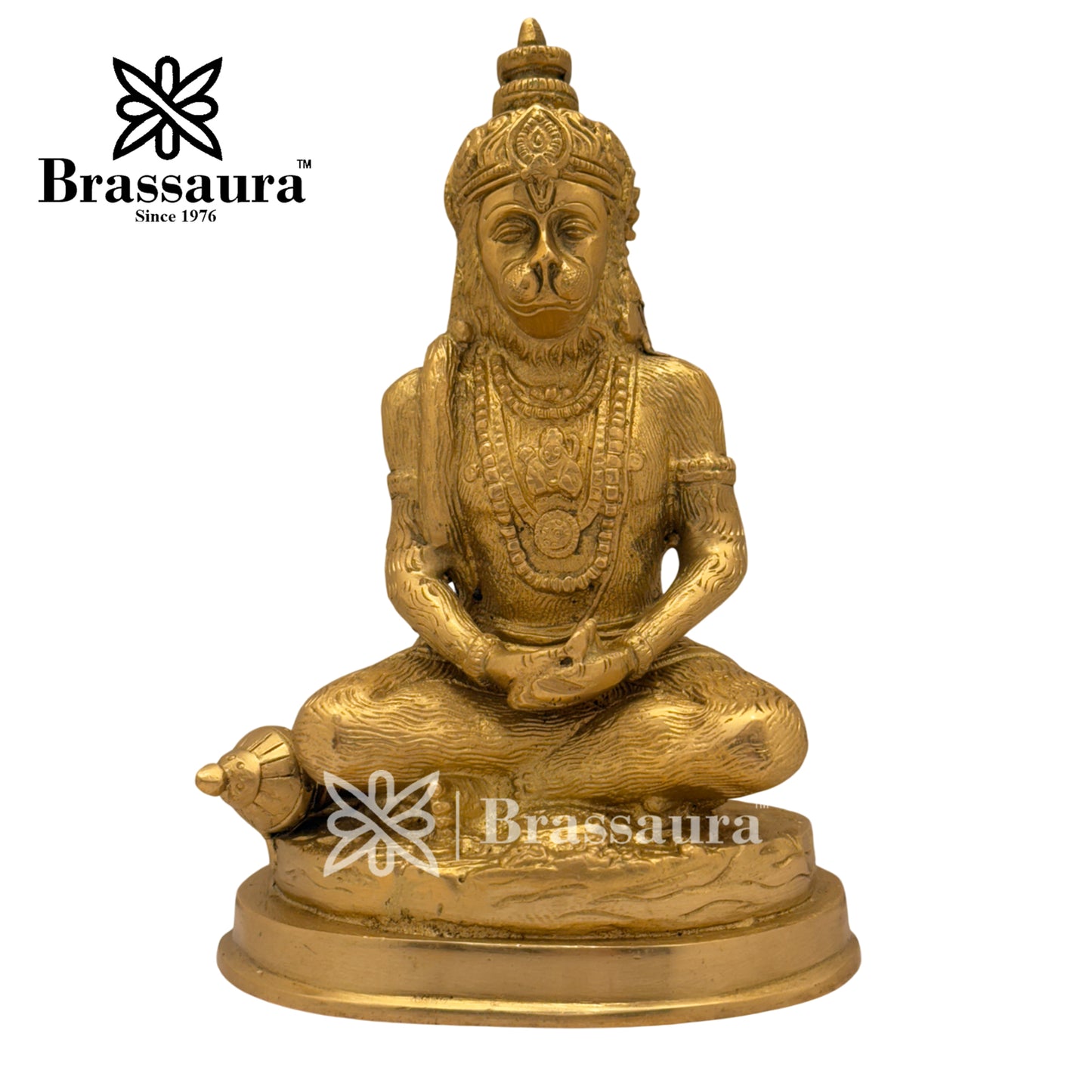 Brass Meditation Hanuman Idol for Home and Decor Weight 1.6 Kg Height 18 cm