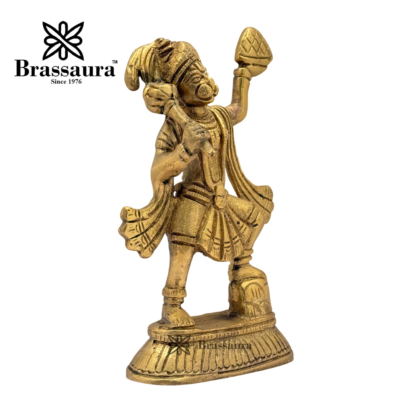 Brass Hanuman with parvat Idol for Home and Decor Weight 1.2 Kg Height 16 cm