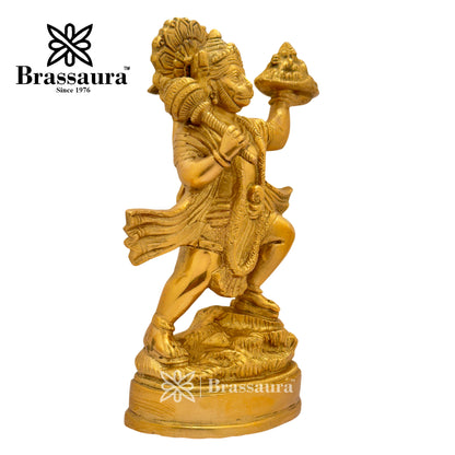 Brass Hanuman with parvat Idol for Home and Decor Weight 2.5 Kg Height 24 cm