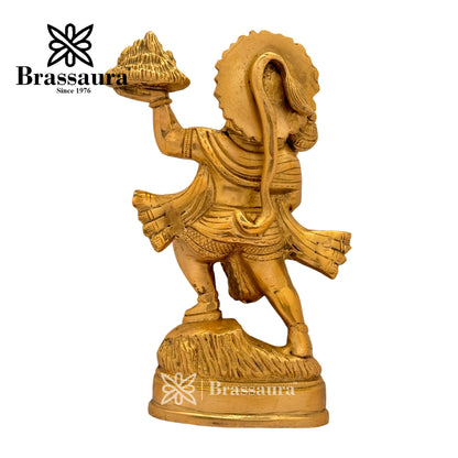 Brass Hanuman with parvat Idol for Home and Decor Weight 2.5 Kg Height 24 cm