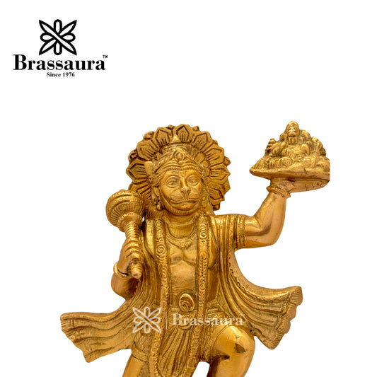 ब्रासौरा™ हस्तनिर्मित पीतल की हनुमान मूर्ति – ऊँचाई 9.6 इंच और वज़न 2.5 किलोग्राम | मंदिर की मूर्ति